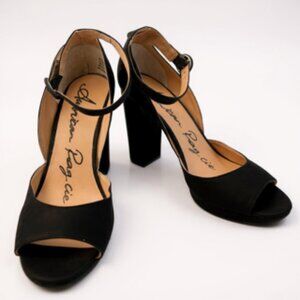American Rag Black Suede Block Heel Sandals 10.5